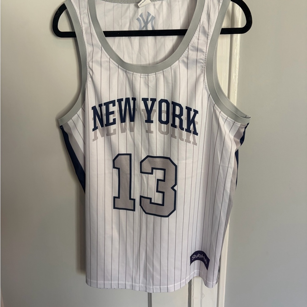 Limited Edition Yankees Jersey New York Pinstripe Jersey Tank Top - White & Navy
